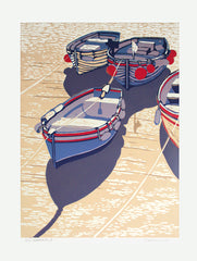 Linocut Print - Co Down Summer Boats Unframed