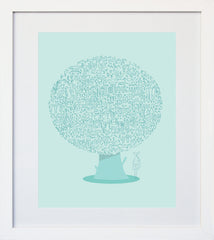 The Animal Tree White Frame