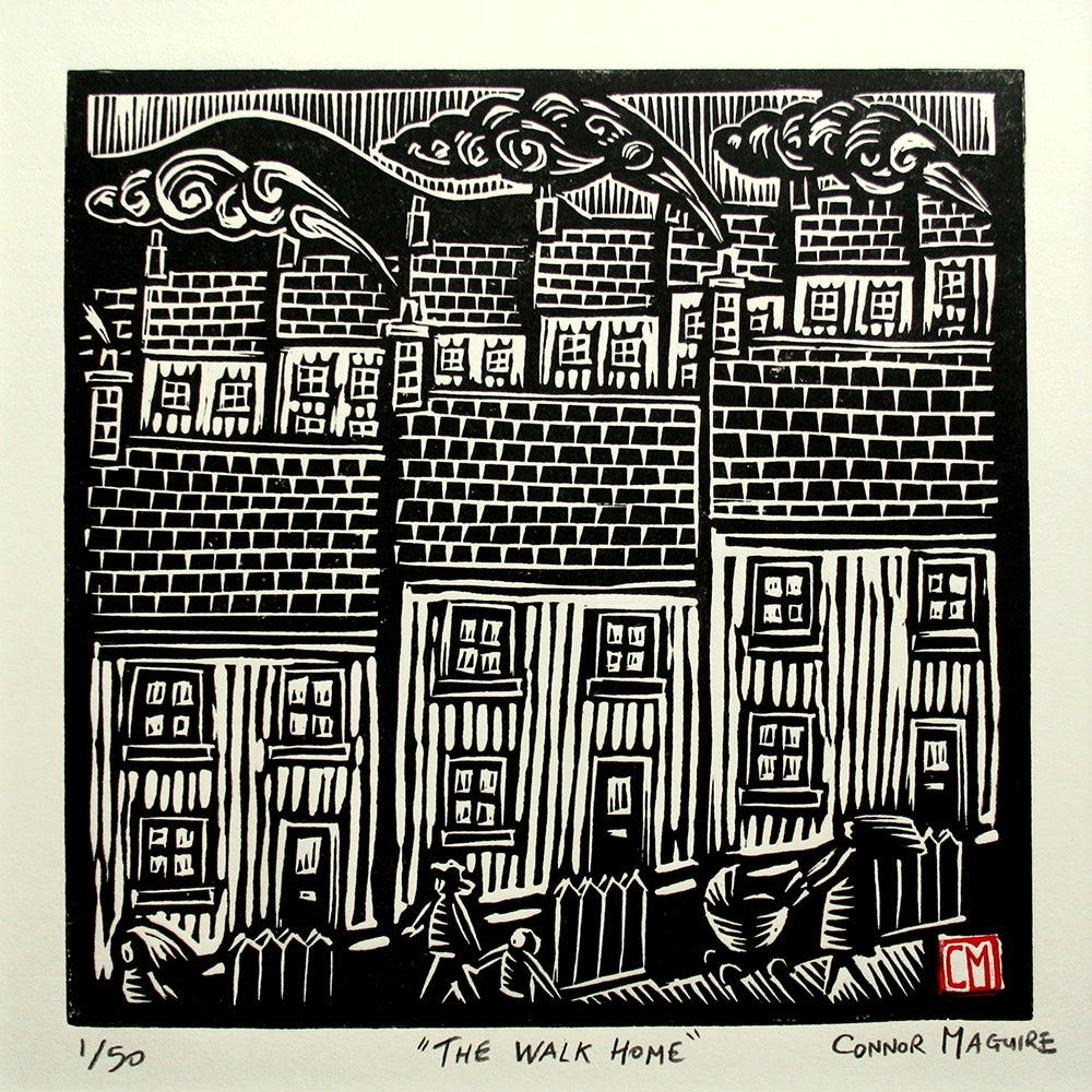 Linoprint - The Walk Home