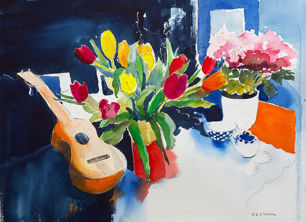 Tulips And Ukulele Unframed