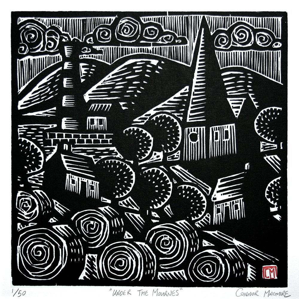 Linoprint - Under The Mournes