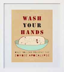 Wash Your Hands White Frame