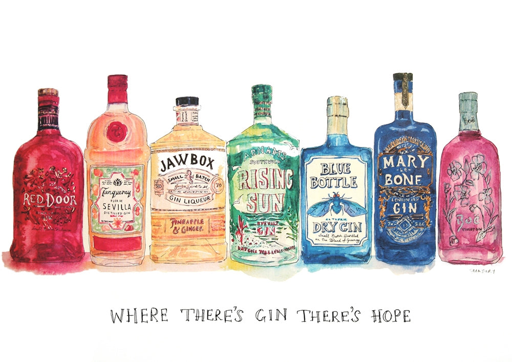 Drinks Gin - Where There's Gin There's Hope Unframed