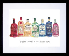 Drinks Gin - Where There's Gin There's Hope Black Frame