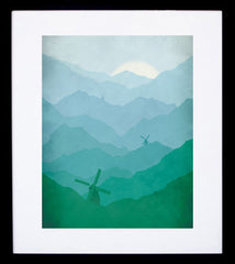 Windmills in Blue Black frame