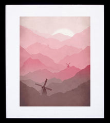 Windmills in Pink Black frame