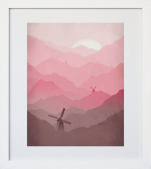 Windmills in Pink White Frame