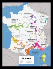 Wine Map Of France Black Frame