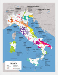 Wine Map Of Italy White Frame