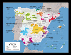 Wine Map Of Spain Black Frame