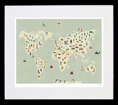 World Map Black Frame