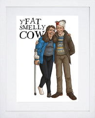 Father Ted - John and Mary - Smelly Cow - White Box Frame (With Mount)