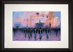 Print - Yardmen And Cranes-55.5 x 35-Black Scoop Frame