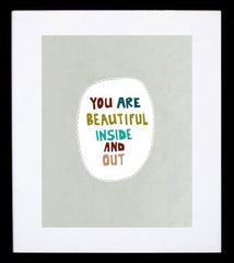 You Are Beautiful (Grey) Framed