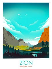 National Park - Zion (Blue) Unframed