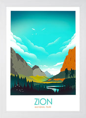 National Park - Zion (Blue) White Frame