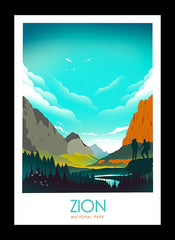 National Park - Zion (Blue) Black Frame